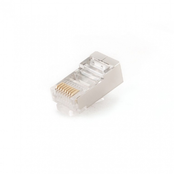 Set 10 mufe de retea rj45 ecranate cat 5e, gembird plug5sp/10